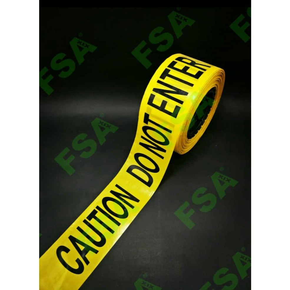 Safety Line POLICE LINE FSA ยี่ห้อ, "CAUDA NO PROTECTION, DANGER, DO NOT CROSS 3" นิ้ว x 300 เมตร ถึง 500 เมตร สิ่งกีดขวางสาย POLICE barikade ไม่มีกาว เดิม 3" x 300 เมตร ครบชุด เทปกั้นถนนขนาด tol