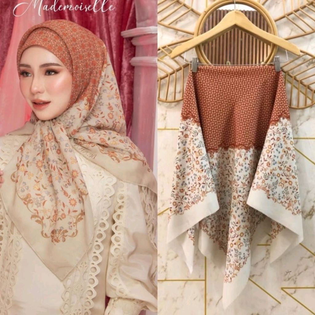 ดอกไม้ที่สวยงามโฮโลแกรม Voile Square ตุรกี Hijab/Motif Voile Square Hijab/Button Patterned Hijab/Latest Hijab 2025