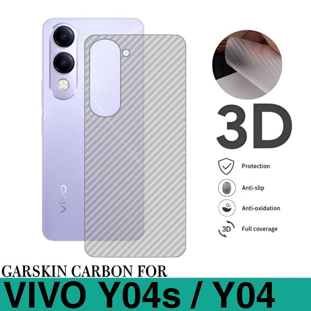 Garskin Carbon VIVO Y04s Y04 ป้องกันรอยขีดข่วน โทรศัพท์มือถือด้านหลัง