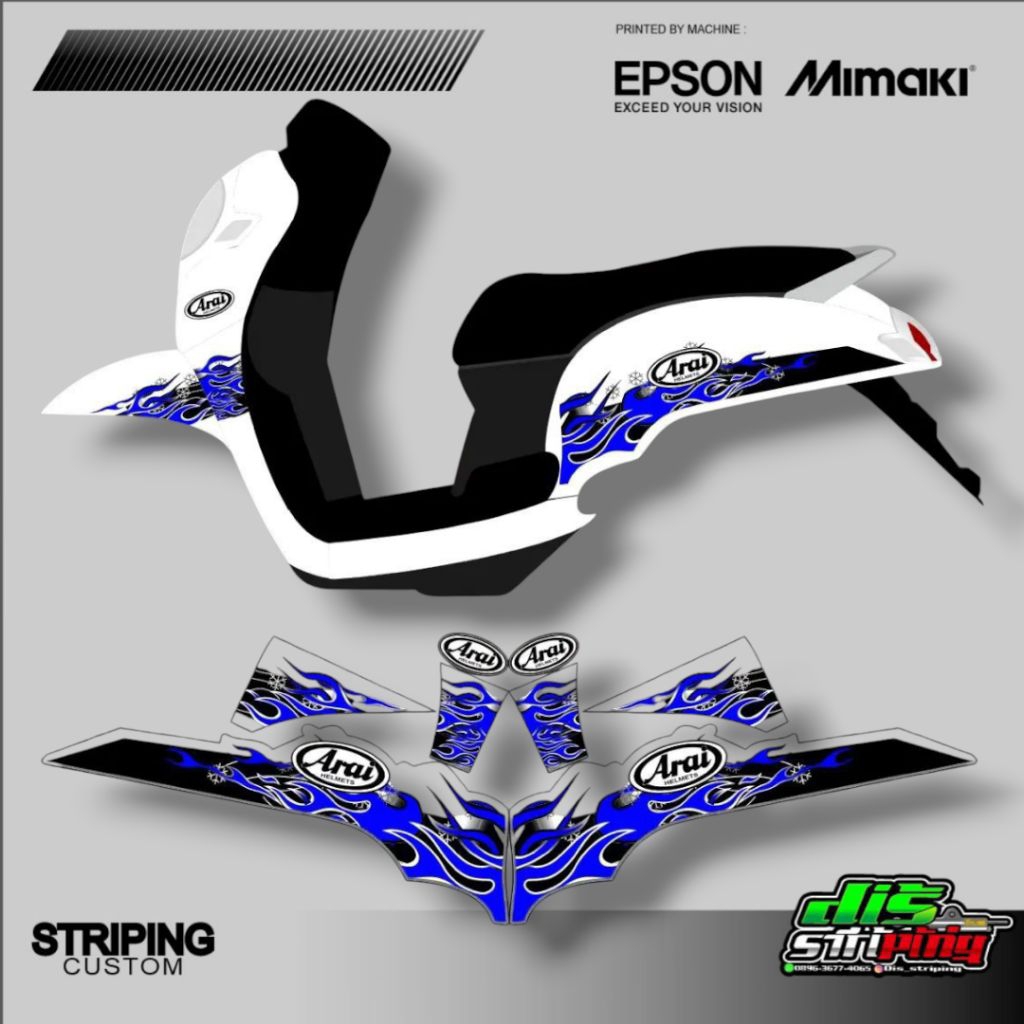 SCOOPY 2017-2018-2019 TRANSPARENT STICKER STRIPING ARAI FLAME MOTIF FLAME MODEL FLAME ARAI HAGA