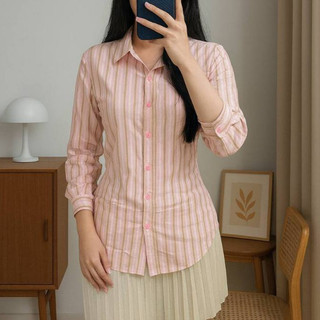 MONNEY Fitted Shirt Kemeja Slim Motif Stripe