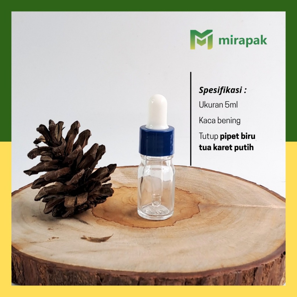 ขวดใส PIPETTE 5ML พร้อมแก้ว THICK - DARK BLUE RING - SKINCARE เซรั่มเครื่องสําอาง - R18BLUETUA