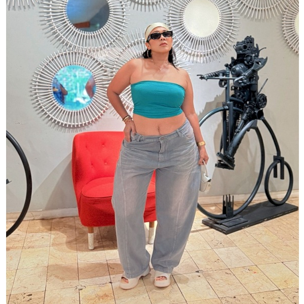 {Unisex} BARREL Jeans Baggy Curve Jeans Highwaist Big Size Jumbo 27-42