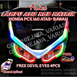 Paket lampu alis running rgb pcx 160 free devil eyes 1 set led alis rgb bluetooth honda pcx 160 new
