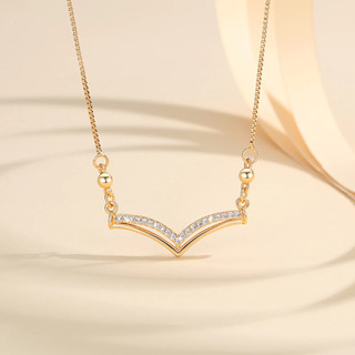 MOOKEE Kalung Leher V Zirkonia Mikro - Desain Unik Tembaga Lapis Emas 14K Tatah Halus Rantai Dapat Diatur untuk Wanita Dewasa