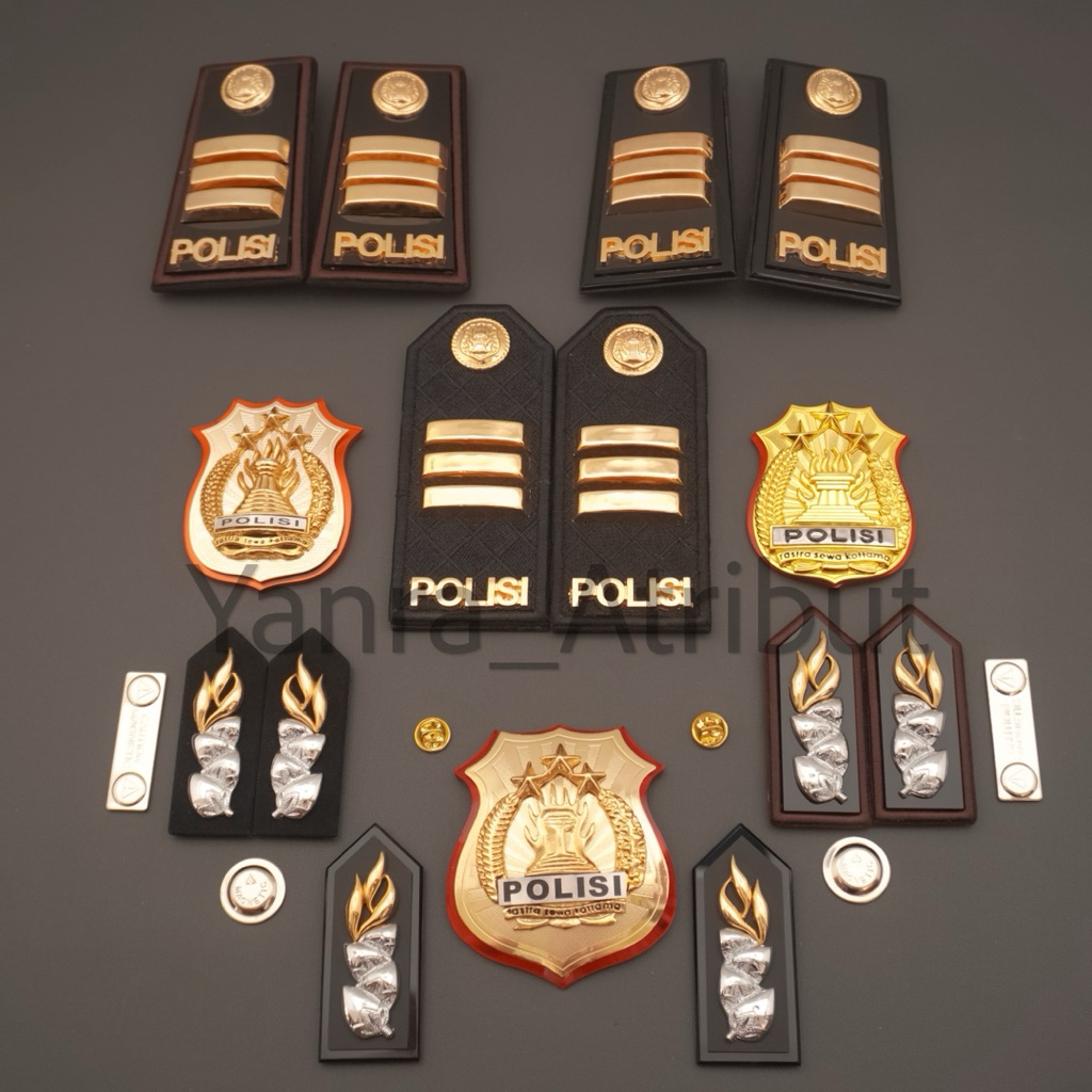 Rank เจ้าหน้าที่แรก AKP PAMA Monogram เข็มกลัดคอปกผ้าฝ้ายข้าว Pdh List สีน้ําตาล / Fullmica Stacked 