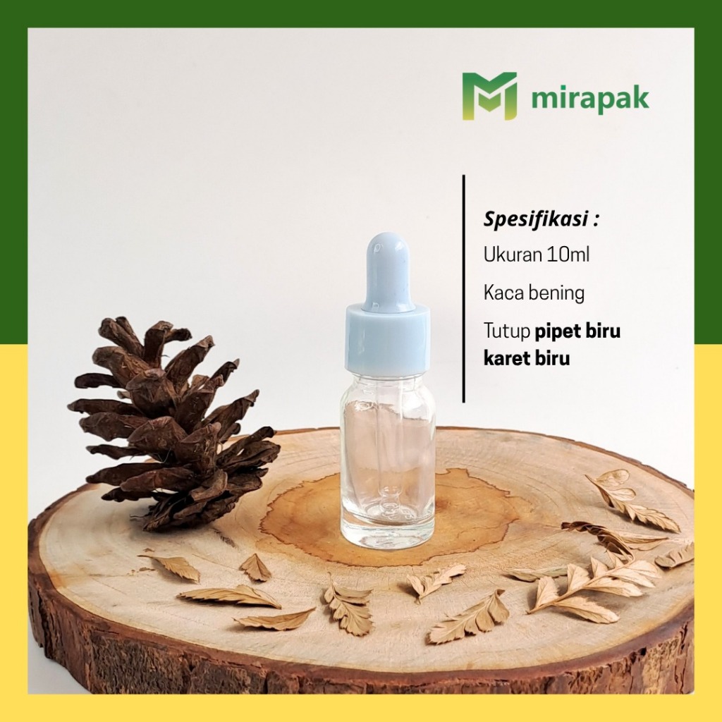 ขวดใส PIPETTE 10ML พร้อมแก้ว THICK - LIGHT BLUE RING - SKINCARE เซรั่มเครื่องสําอาง - R18BLUE 10ML T