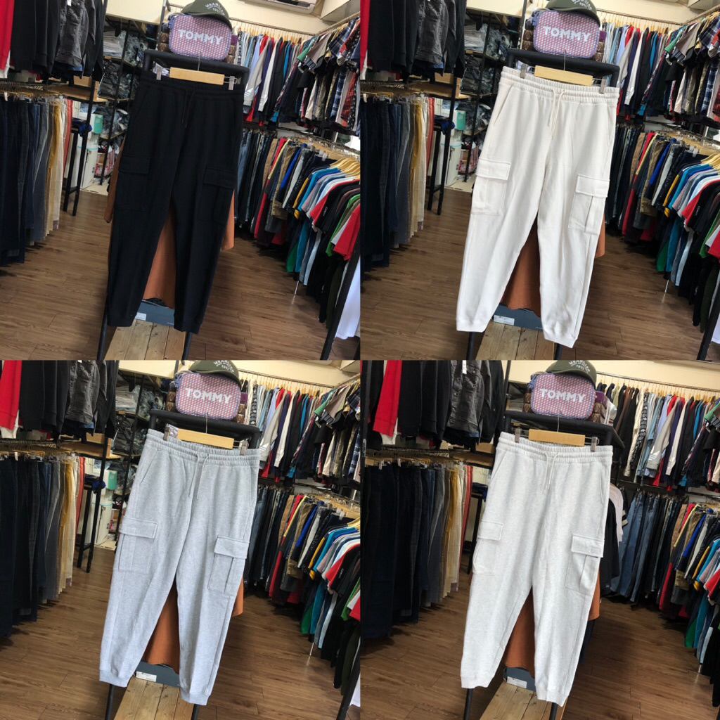 H*M REGULAR FIT BLACK CARGO JOGGER PANTS