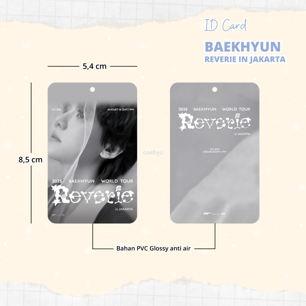 GANTUNGAN ID Card BAEKHYUN REVERIE ใน Kpop exo-l exo l อินโดนีเซีย JKT คอนเสิร์ต INA K-Pop HP PC Lan