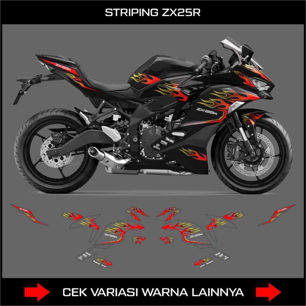 ZX25R STRIPING สติ๊กเกอร์ FIRE EDITION กราฟิกการซื้อขาย / KAWASAKI NINJA ZX25R สติ๊กเกอร์วงจรรถจักรย