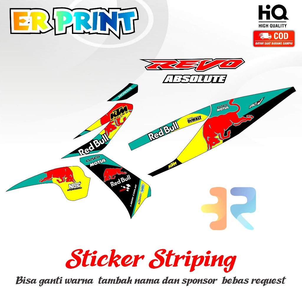 Striping Revo Absolute Sticker 1 ครบชุดขวาซ้าย Red Bull Design Variation