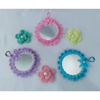 Gantungan kunci cermin hias bunga lucu dari kawat bulu / Ganci Cermin Bunga / Ganci Kawat Bulu / Keychan Cermin Kawat Bulu / Keychan Cermin /