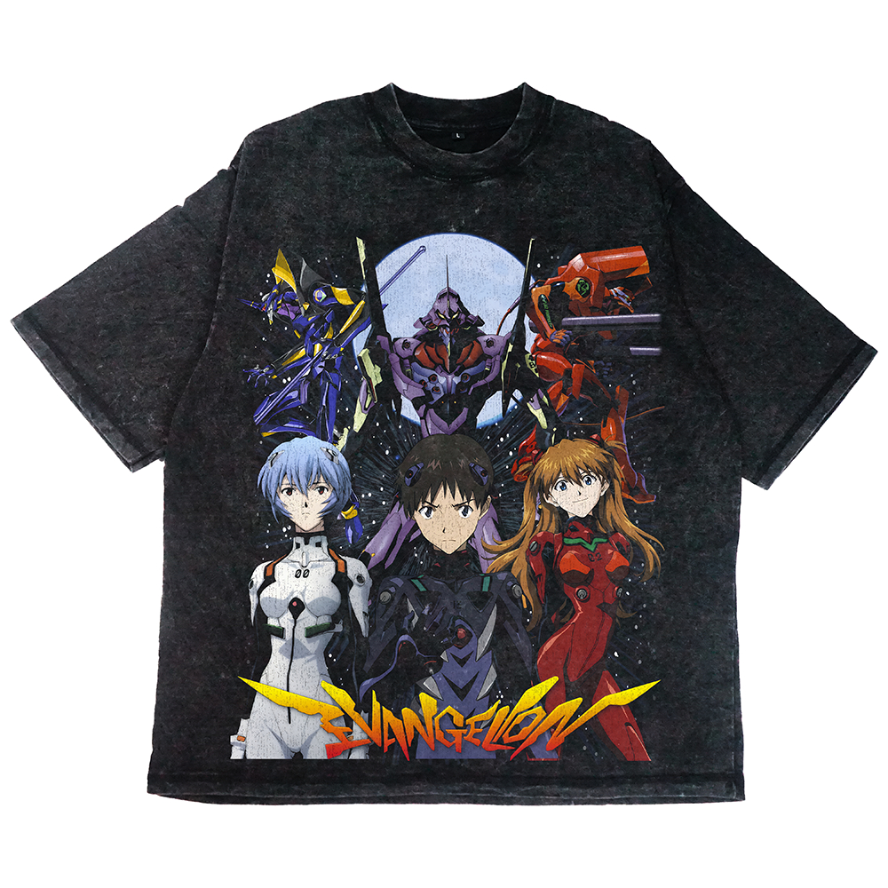 Neon Genesis Evangelion / Stonewash / Boxy Oversize / Regular Upsize / Skena Wibu เสื้อยืด