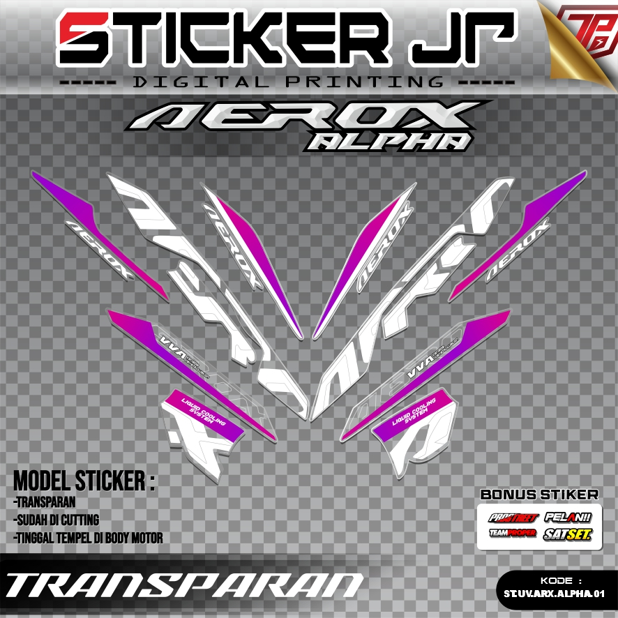 Aerox Alpha 2025 สติกเกอร์โปร่งใส Already Cut Striping Variation Aerox Cyber City Turbo JPS-01
