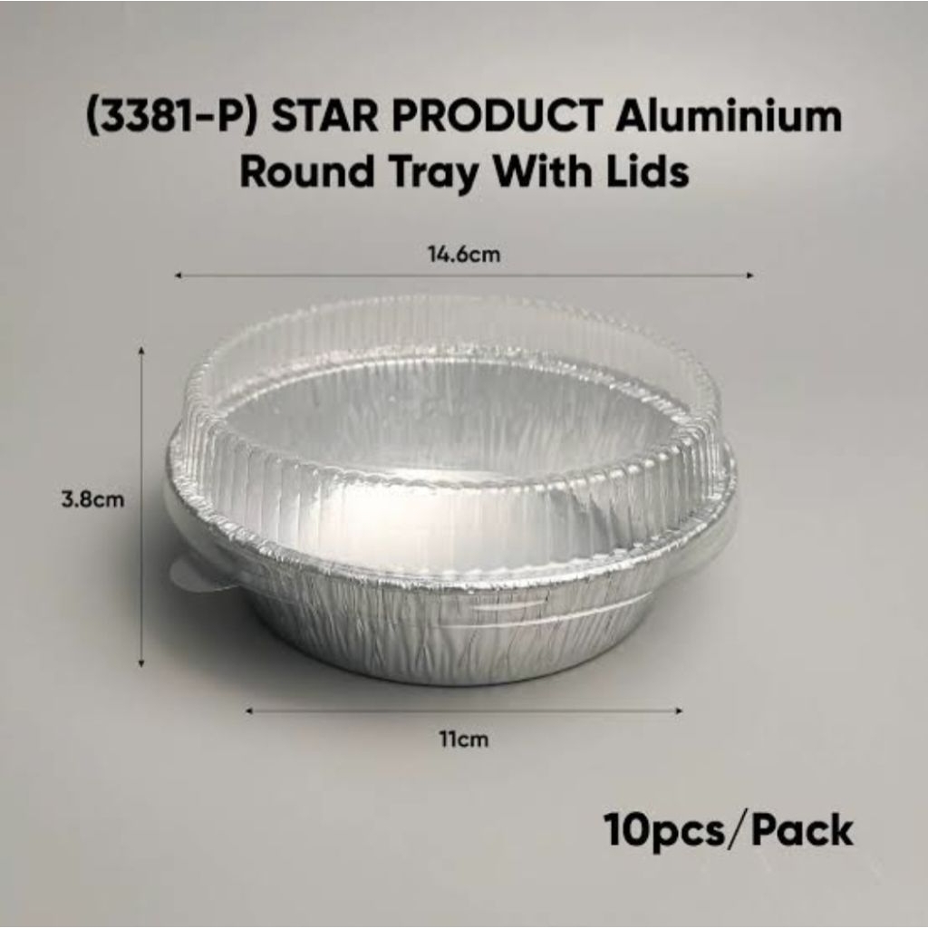 อลูมิเนียม TRAY CUP ROUND 3381-P 420ML คอนเทนเนอร์ + ฝาปิด [10 ชุด]