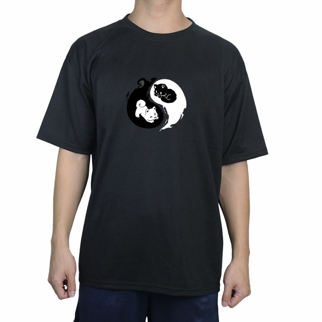 Yin Yang Cat Custom Design Distro เสื้อยืด / เสื้อยืด Unisex / เสื้อผ้าแขนสั้นผู้ชายและผู้หญิง