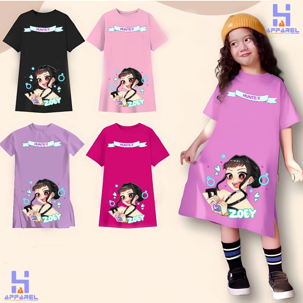 ZOEY HUNTRIX KPOP DEMON HUNTERS CHARACTER CHILDRENS TUNIC DRESS