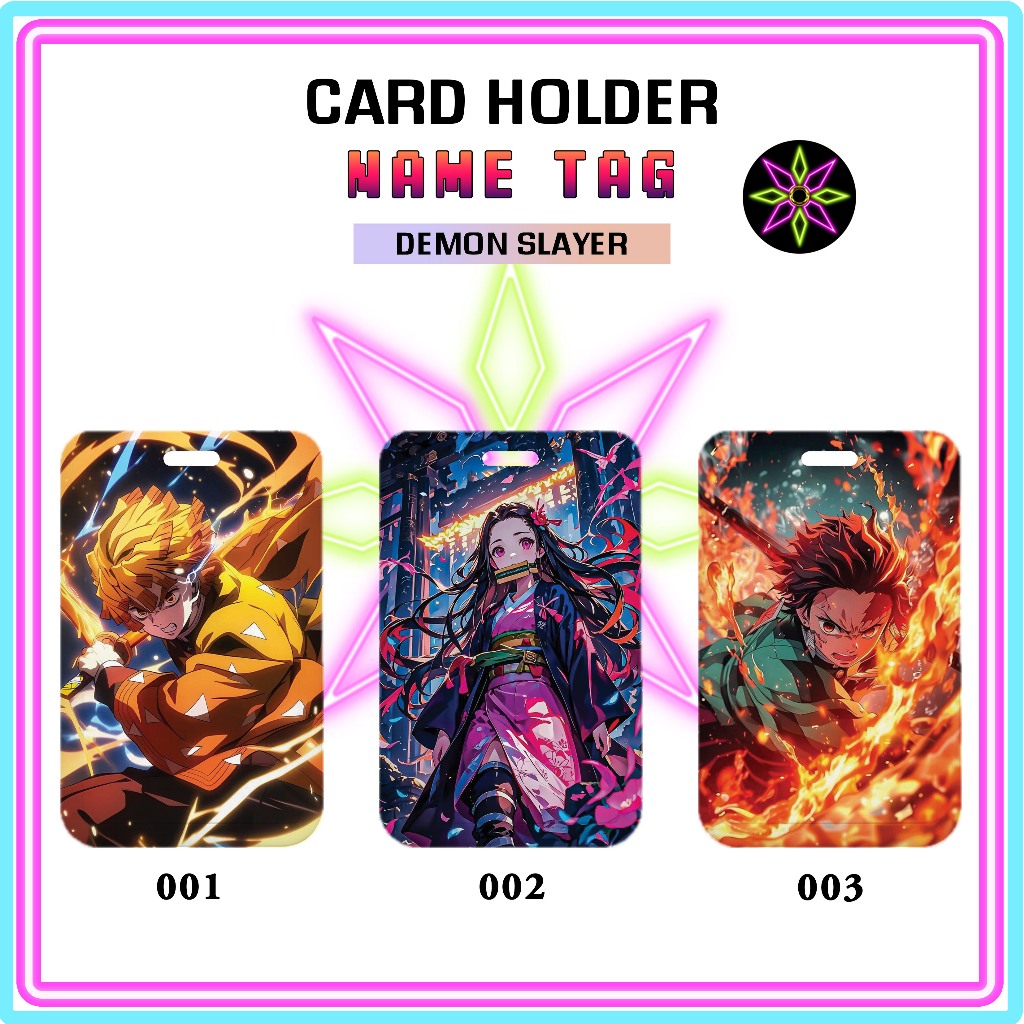 Hikari Print ID Card Holder Demon Slayer Edition Nametag พร้อมสายคล้องผู้ถือบัตร Kimetsu Edition no Yaiba