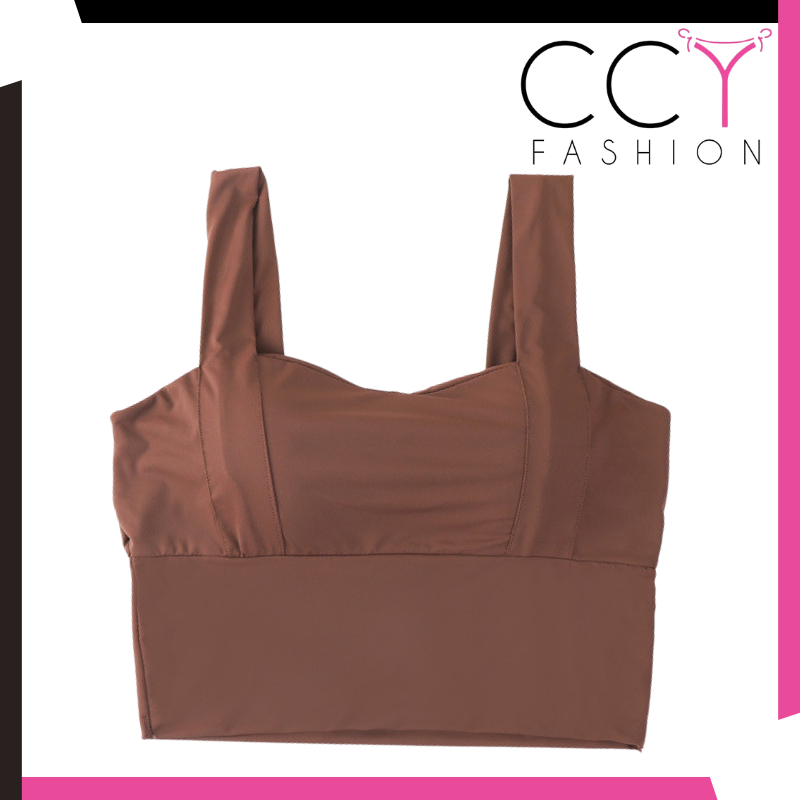 CCY FASHION Sport Bra Push Up พร้อมโฟมคัพ สปอร์ตบรา เสื้อครอปคอเหลี่ยม