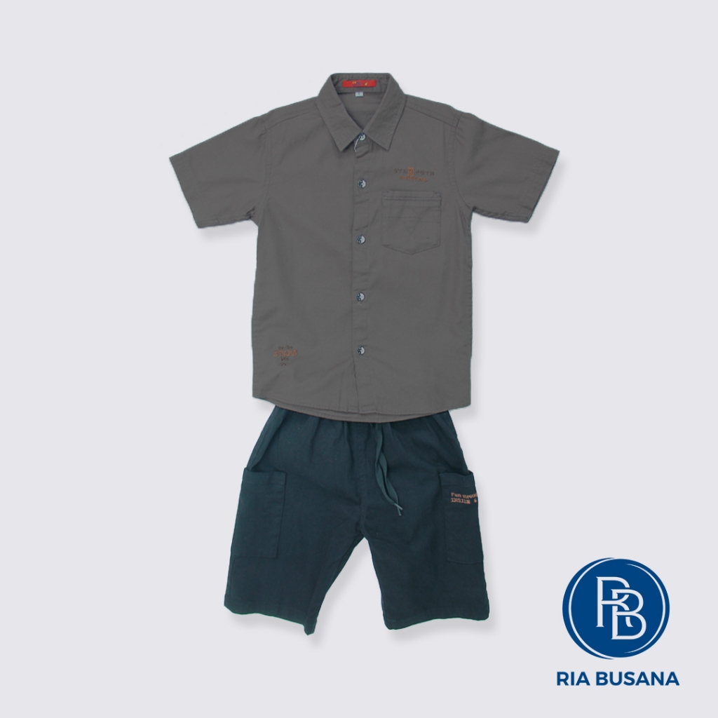 KATUN KEMEJA Ria Busana - Uis - ชุดเสื้อคอปกศิลปะผ้าฝ้ายแขนสั้นสําหรับผู้ชาย UKSK06003GP