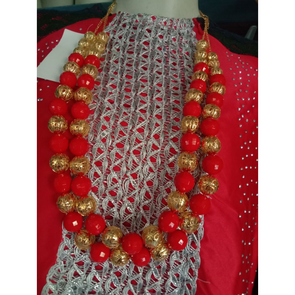 MERAH สร้อยคอ kaban แบบดั้งเดิมสีแดงทองทันสมัย