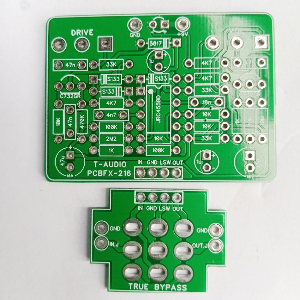 T-Audio PCBFX-216 ตาม Boss OD1 Overdrive กีตาร์ Stompbox เหยียบ DIY 1590B 2SC732 JRC4558