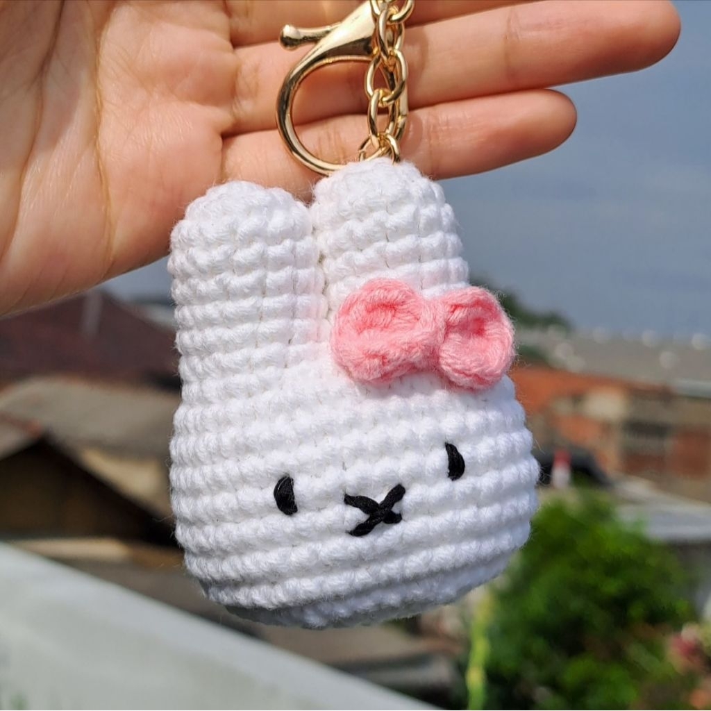 GANTUNGAN Miffy พวงกุญแจโครเชต์ miffy พวงกุญแจถัก SUNNYSMILE CROCHET