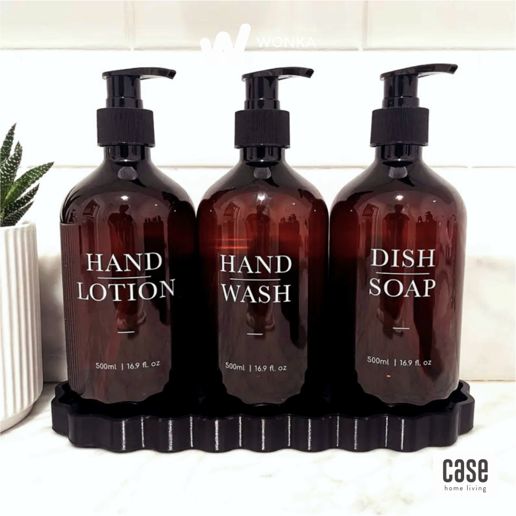 AESTTHETIC Amber Soap Bottle Refill Pump Place Bottle Dispenser Shampoo Refill Bathroom 500ml - AS