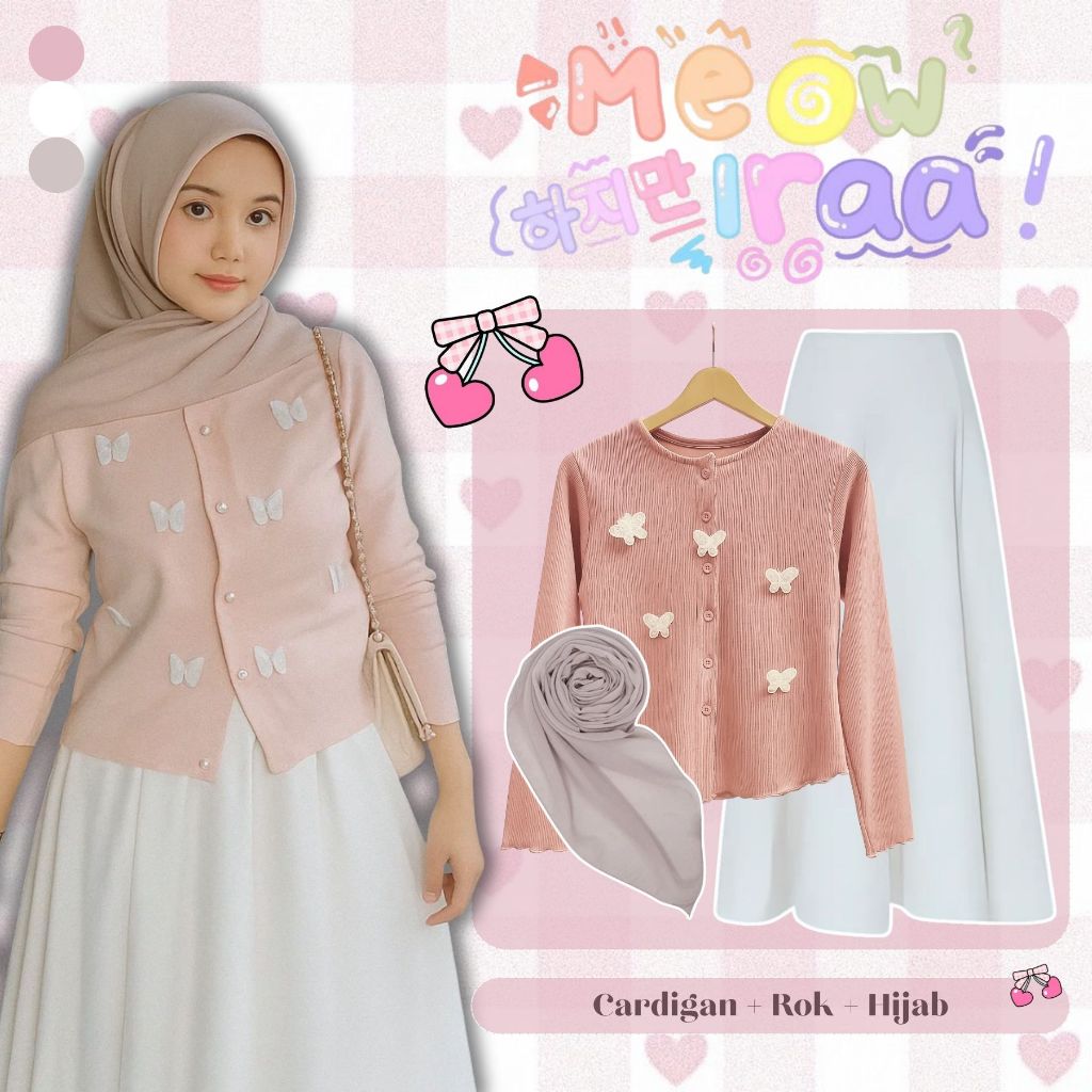 ชุดสูทผู้หญิง Juwita 3in1 (คาร์ดิแกน Juwita, กระโปรง Jodha, Bella Square Hijab) ฮิญาบมุสลิมน่ารัก