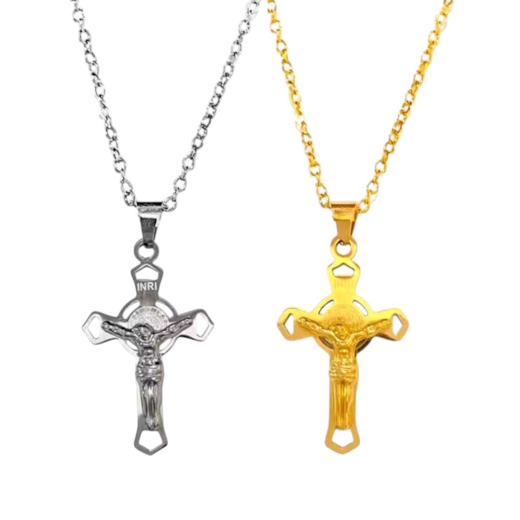Benedict Cross Necklace Pointed Hole 3cm P35/3 Titanium - Benedict Cross Necklace - Benedict Cross P