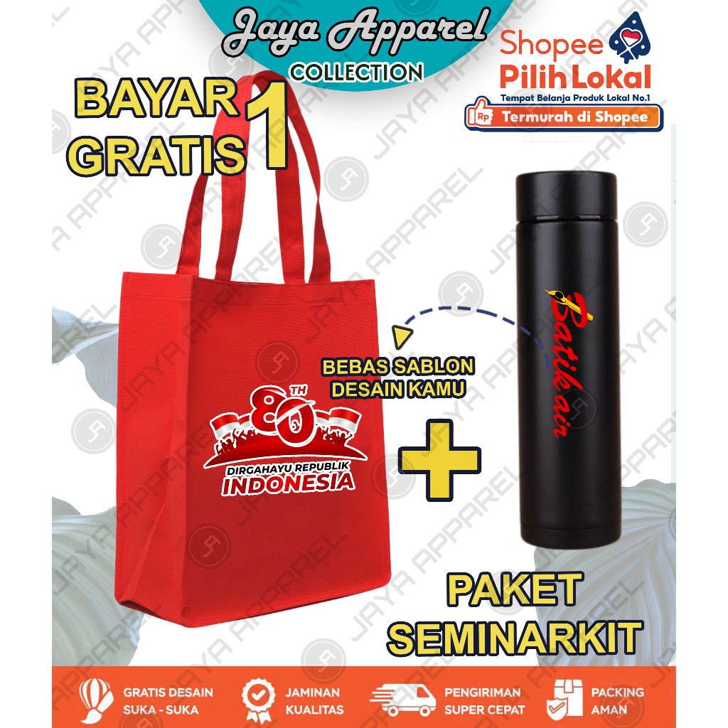 SEMINAR TOTEBAG + TUMBLER BAG PACKAGE - SEMINAR BAG - HAMPERS BAG - SHOPPING BAG - 500ML TUMBLER