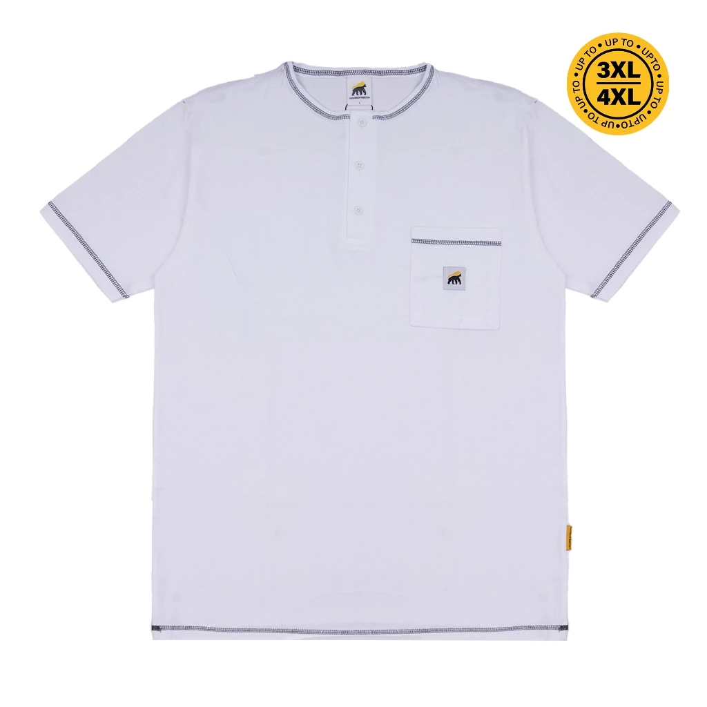 House of Smith PKU เสื้อยืดแขนสั้นผู้ชาย Henley - Heatic Pocket Regular Henley White - เสื้อยืด Henl