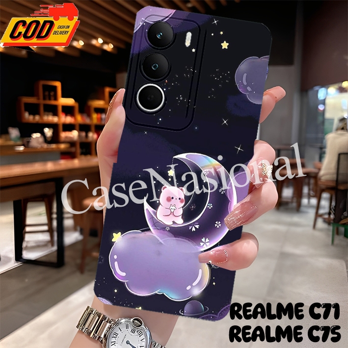 UNGU กันชน tpu REALME C71 4G 2025 C75 C75X ล่าสุด cool สีม่วง Bear motif เคสแฟชั่นอินเทรนด์[CN27