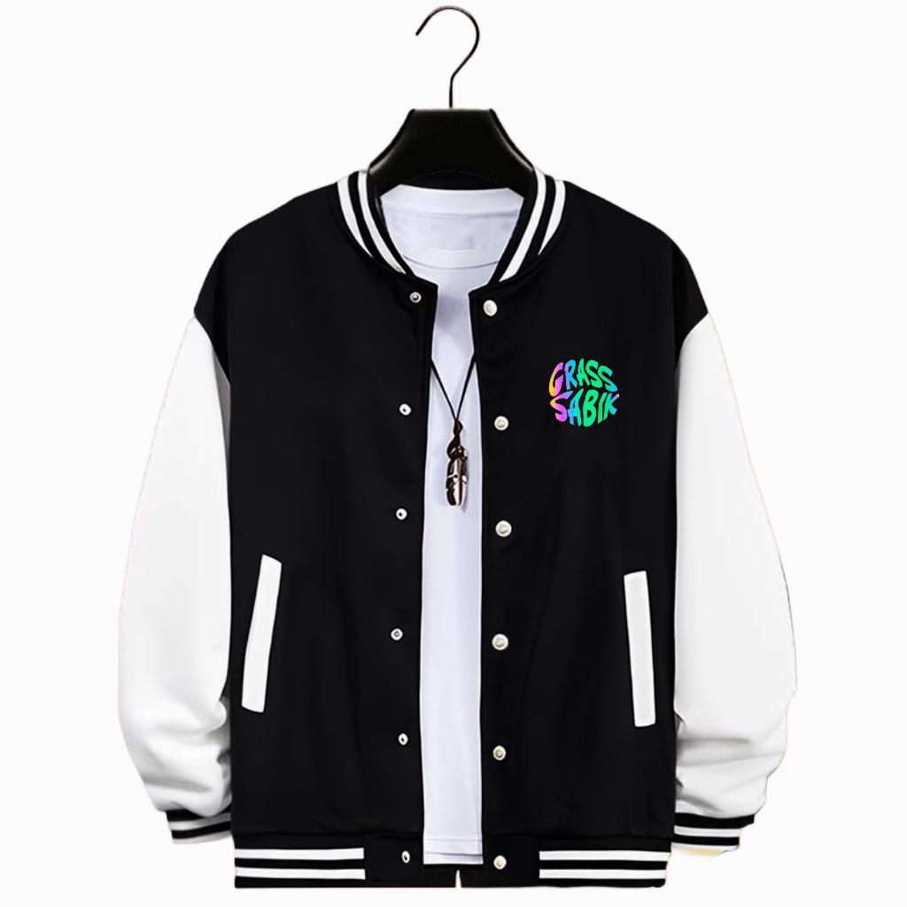 เสื้อแจ็คเก็ตเบสบอลผสม Varsity Jacket Grass Shield Sabik โฮโลแกรม Rembow/Nyala