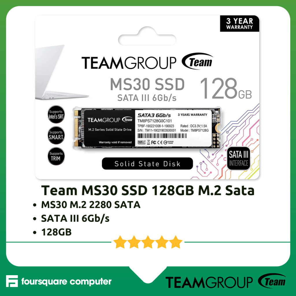 Team MS30 SSD M.2 2280 Sata 128GB การรับประกันอย่างเป็นทางการ