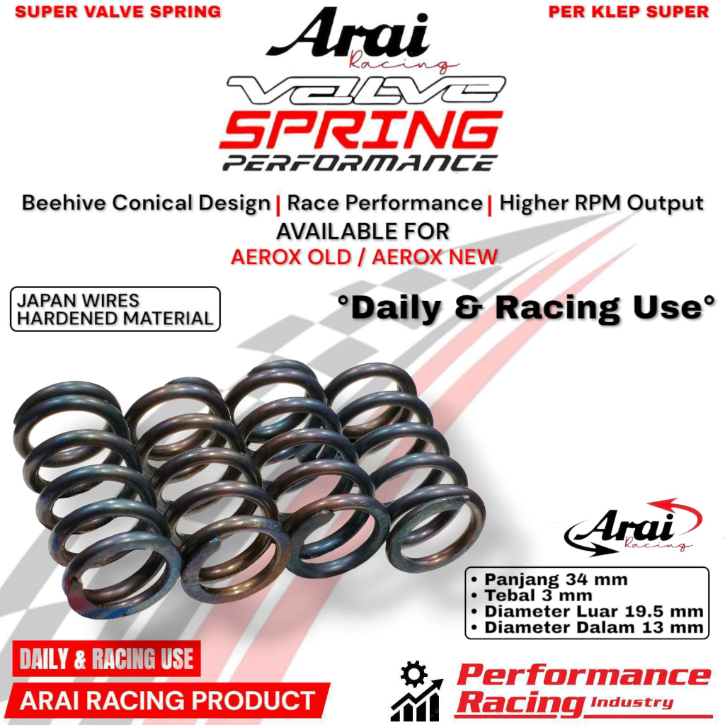RACING VALVE SPRING AEROX OLD / AEROX NEW NMAX LEXI R15 V3 SUPER ARAI RACING VALVE SPRING ORIGINAL M