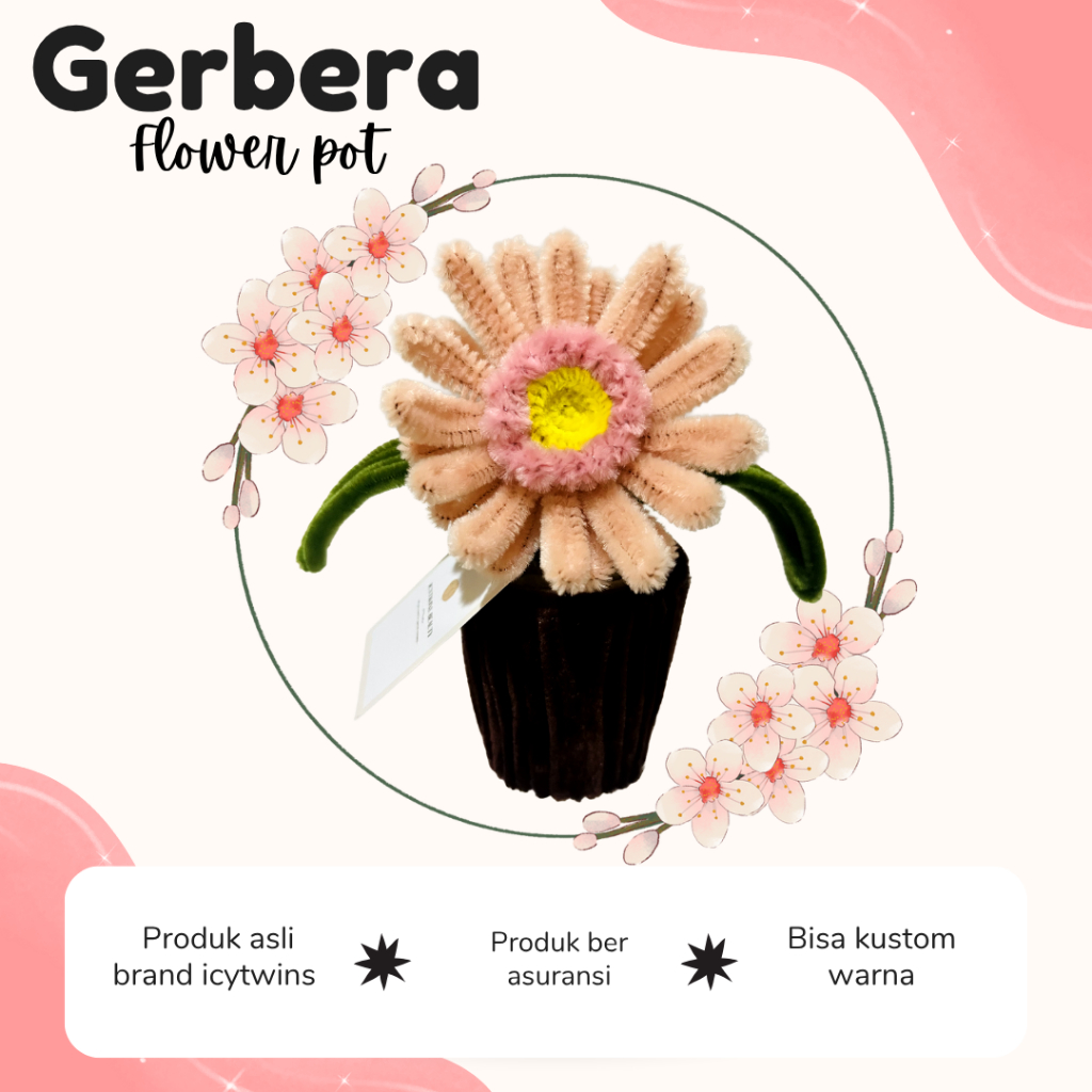 ราคา - กระถางดอกไม้เยอบีร่า Icytwins Wire Feather Pot ของขวัญ ความงาม Room Display Table