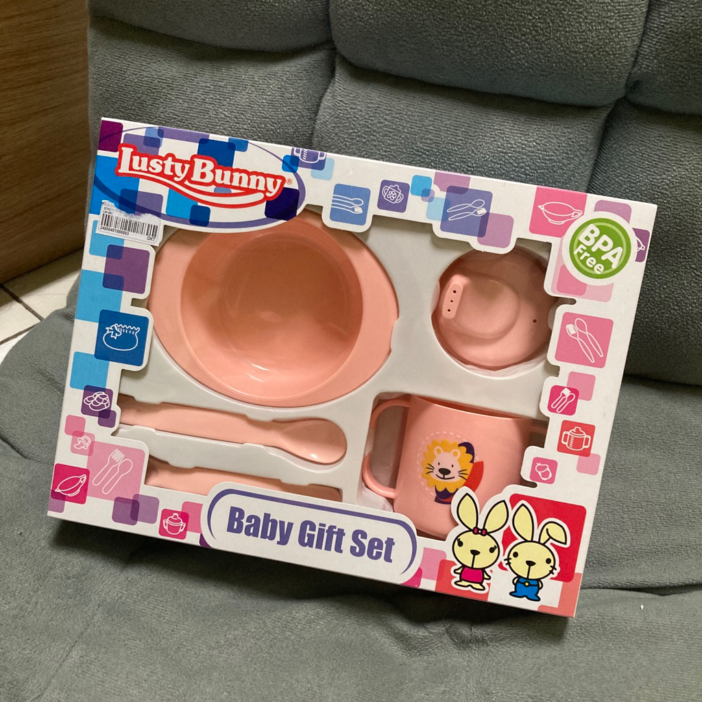 Lusty Bunny LB - Baby MPASI / Feeding Set อุปกรณ์ให้นมเด็ก / ของขวัญเด็ก 4 in 1 (บรรจุภัณฑ์พลาสติก)
