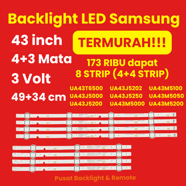MATA SAMSUNG 43 นิ้ว LED TV BACKLIGHT 4 และ 3 EYES CONNECTION UA43T6500 UA43J5000 UA43J5200 UA43J520