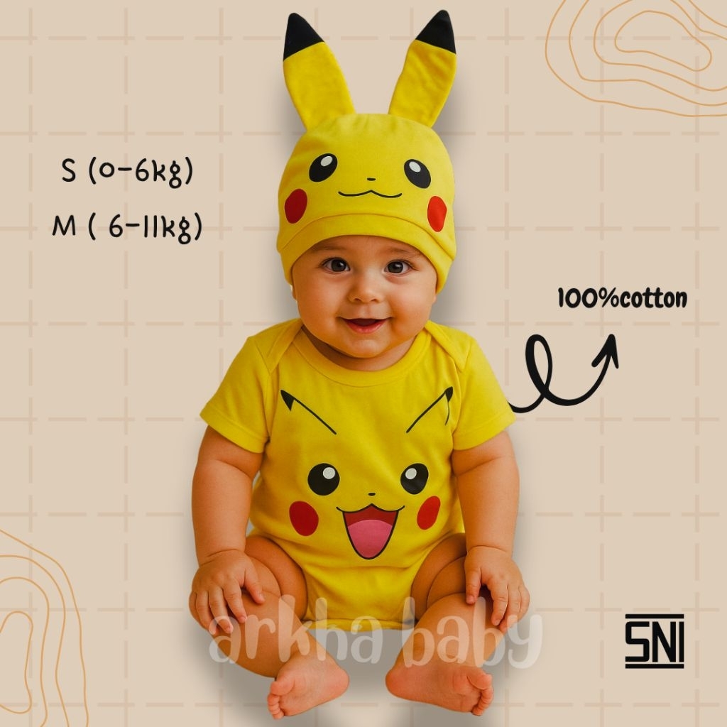 BABY COSTUME BABY CLOTHES BABY JUMPER PIKHACU MOTIF / POKEMON CHARACTER เสื้อผ้าเด็ก (SNI)