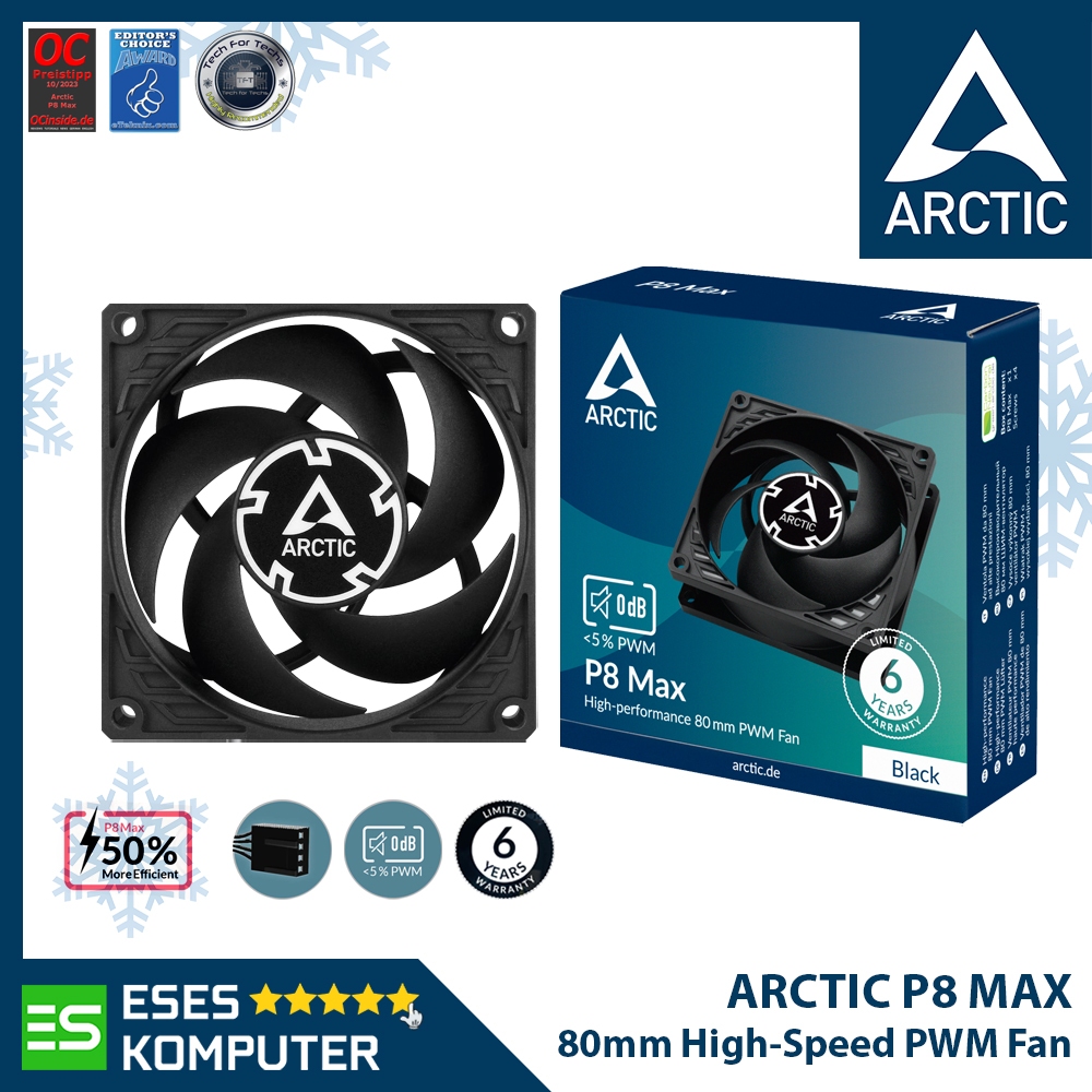 พัดลม PWM Arctic P8 MAX | พัดลม พีเอ็มเอ็ม ความเร็วสูง 80 มม. 80 มม.