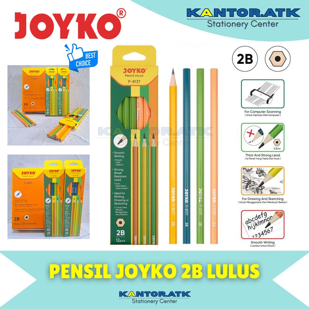 (12Pc) Joyko P-8137 2B Pencil / 2B Pencil สําหรับคอมพิวเตอร์