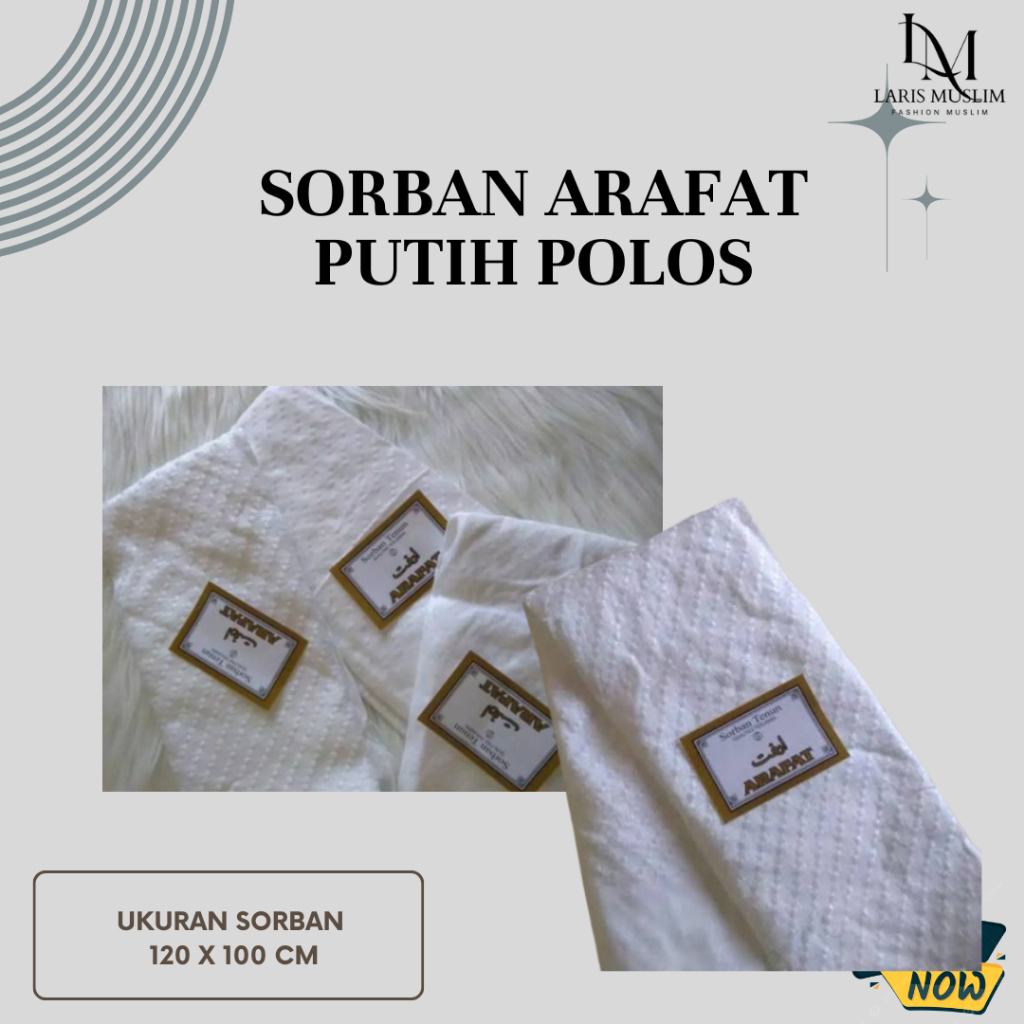 WHITE TURBAN QUALITY PLAIN ARAFAT TURBAN / HAJJ TURBAN