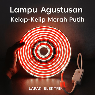 Lampu Led Merah Putih Agustusan Kelap Kelip 10 Meter Dekorasi Hias Rumah Outdoor Anti Air Aesthetic