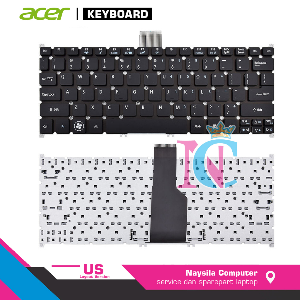 Acer Ultrabook Aspire S3 S3-391 S3-951 Aspire One 725 756 AO756 AO725 V5-171 Travelmate B1 คีย์บอร์ด