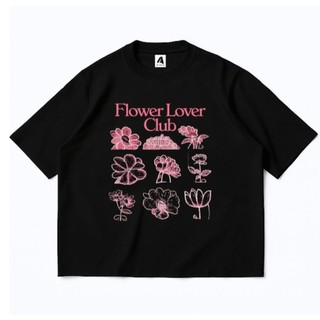 Aeternum Flower Lover Club Black T-shirt Boxy Oversize Cotton Combed 24s