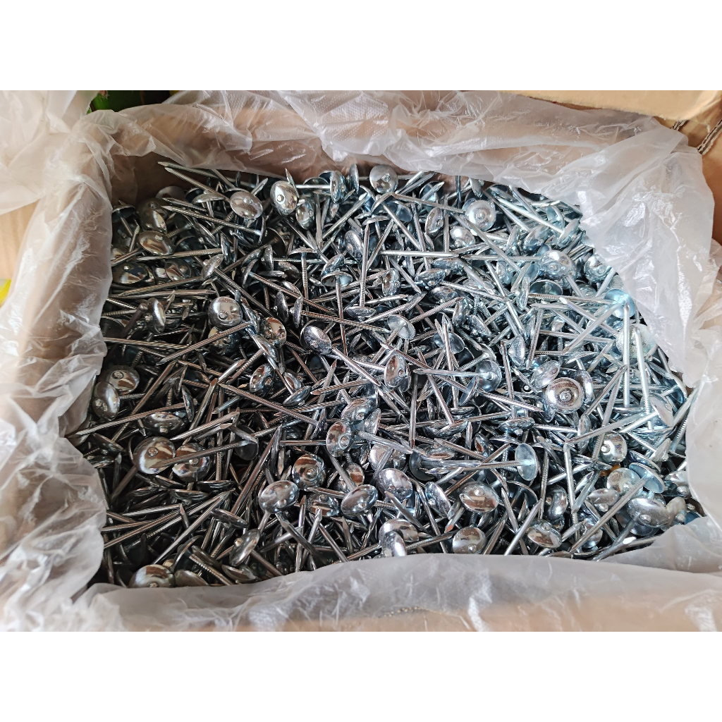 7 CM UMBRELLA NAILS / 3 INCH BULK THREAD ASBESTOS ZINC NAILS + ASBES RUBBER