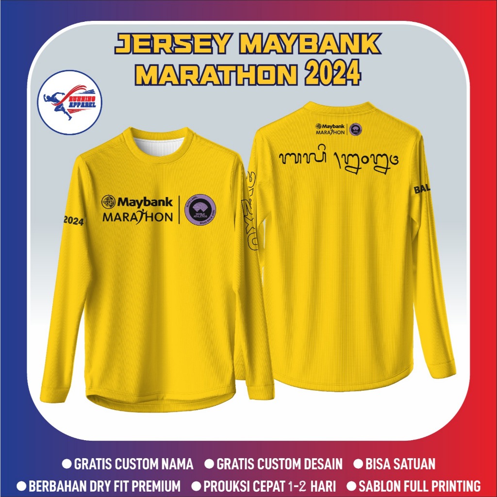 เสื้อวิ่งแบบกําหนดเองสําหรับชุมชนและเหตุการณ์ MayBank Marathon 2024 – Dryfit Milano Full Printing | 