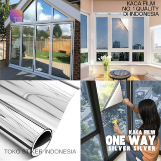 Sticker Kaca Jendela Cermin Stiker Kaca Film Mobil Filem One Way Rumah Silver Riben Gelap 80%