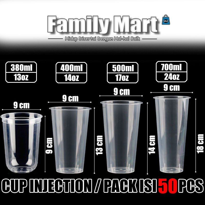 Family Mart (50 ชิ้น) Cup Injection 12oz/380ml - Cup Injection 14oz/400ml - Cup Injection 16oz/500ml